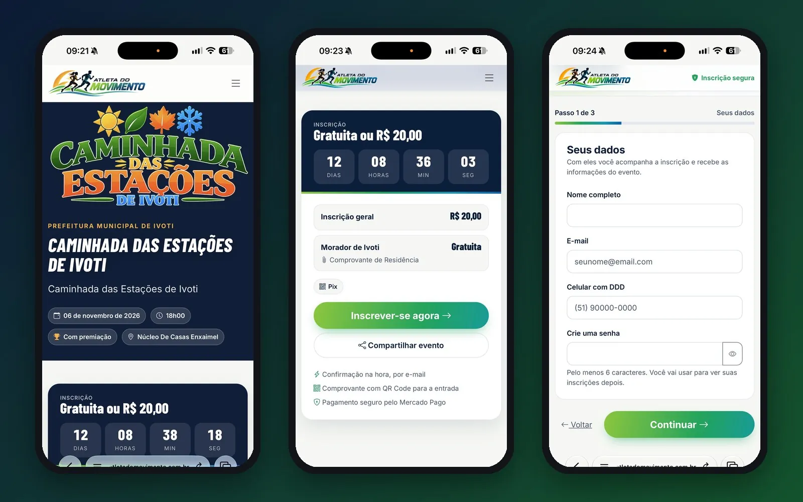 Página do evento e inscrição