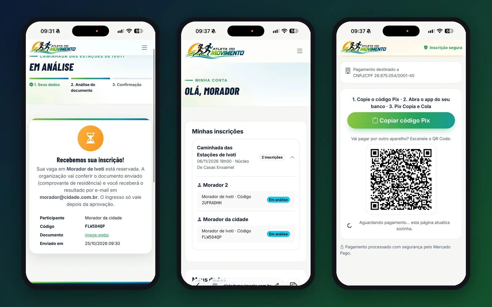 Acompanhamento das inscrições